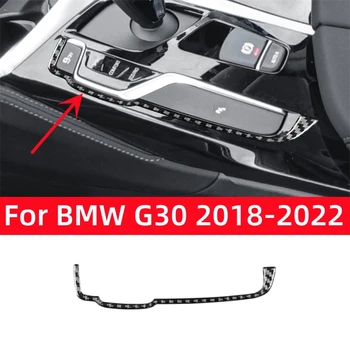 Для BMW 5 серии G30 2018-2022 Аксессуары Для салона автомобиля из углеродного волокна, панель кнопок переключения передач, Декоративная полоса, наклейки на накладку 9