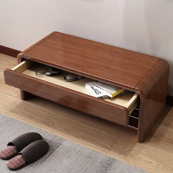Мебель для гостиной из массива дерева Табурет для сменной обуви Простой Выдвижной ящик типа