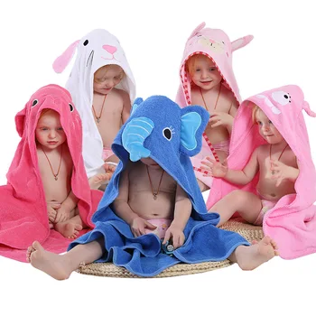 Детское хлопчатобумажное банное полотенце, детское пляжное полотенце, полотенце для новорожденных, Мягкое удобное полотенце с капюшоном, мультяшное животное, Кролик, Утка, Панда 17