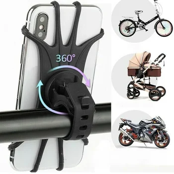 Велосипедный держатель для телефона, вращающийся на 360 градусов, велосипедный ремень для мобильного телефона, Ударопрочный эластичный силикон, подходит для мобильных телефонов всех размеров 19