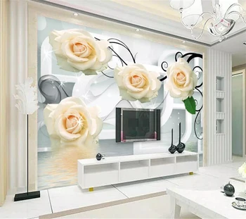обои wellyu на заказ papel de parede Rose reflection diamond 3D стерео ТВ фон стены 3d обои для домашнего декора tapeta 6