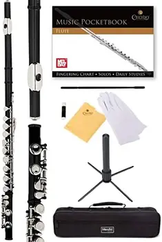  Флейты - Флейта C закрытым отверстием для начинающих, 16-клавишная флейта с футляром, подставкой, Учебником и набором для чистки, Музыкальный инструмент 10