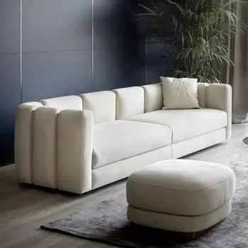 Фабрика по производству мебели в Китае, современный легкий роскошный кожаный трехместный диван с ножками из нержавеющей стали