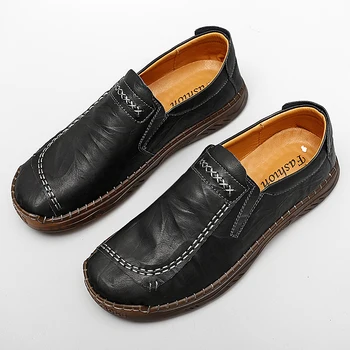 Классическая Новая Мужская обувь из натуральной кожи В стиле Ретро, Мужская Повседневная обувь, Офисная Деловая обувь, Обувь для вождения на мягкой подошве, Большой размер: 38-47 14