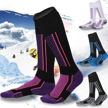 1 пара шерстяных лыжных носков, толстых мужских женских зимних длинных теплых компрессионных носков для пеших прогулок, сноуборда, скалолазания, спортивных носков 14