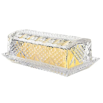 Стеклянная масленка для столешницы, контейнер, покрытый тарелкой Держатель для хранения сыра 1