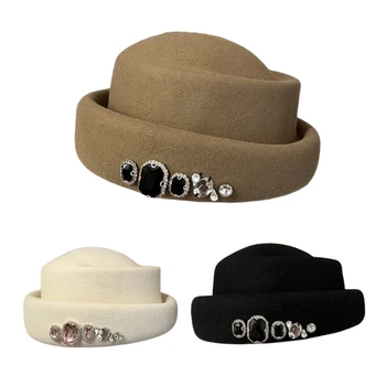 Популярная шляпа с кристаллами для взрослых, модный цилиндр, женская шляпа водителя, кепка Sweet Girl Shelby для зимы и осени