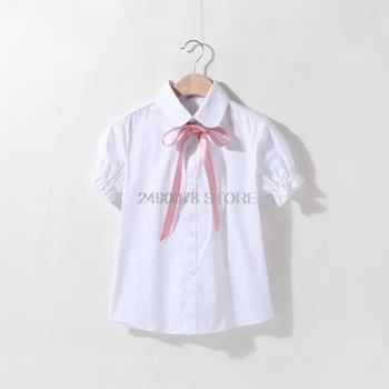 Детские вечерние рубашки, летние блузки с рукавами-лепестками для девочек, детские рубашки, белые топы для школьниц 4, 6, 8, 10, 12, 14 лет, подростковая блузка
