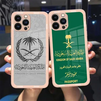 Флаг Королевства Саудовская Аравия Чехол Для Телефона Из Розово-Зеленого Стекла Для iPhone 13 14 12 11 Pro XS Max Plus Mini X XR 8 7 6s SE2020 Чехол