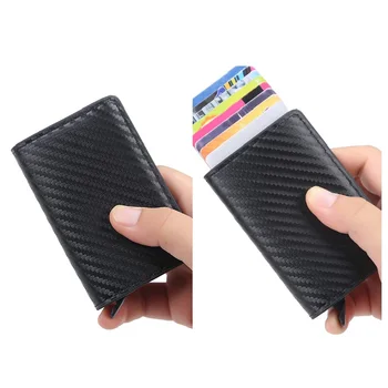 Новый мужской держатель для кредитных карт с RFID-блокировкой из углеродного волокна, кожаный чехол-бумажник для банковских карт, защитный кошелек для женщин