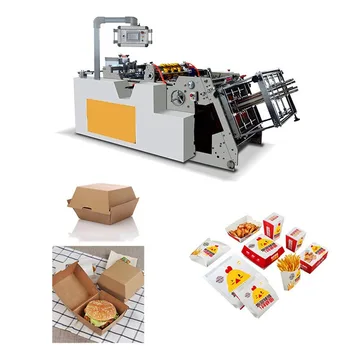 Автоматическая машина для формования небольших одноразовых коробок из крафт-бумаги для пищевых продуктов, картонных коробок для ланча, бургеров, тортов, гамбургеров, пиццы. 12