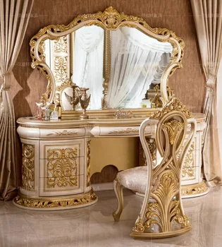 Туалетный столик с роскошной резьбой по дереву в европейском стиле, туалетный столик для спальни, мебель для французской роскошной виллы на заказ 21
