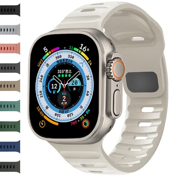 Силиконовый Ремешок Для Apple Watch Band 49 мм 44 мм 45 мм 42 мм 41 мм 42 мм 38 мм Мягкий спортивный Ремешок Для Часов iwatch Serise Ultra 8 7 6 5 браслет 10