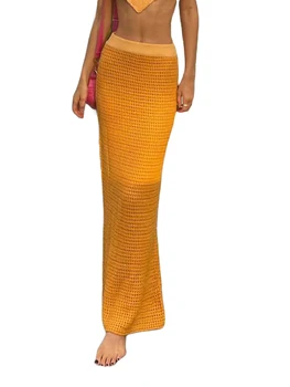 Элегантные женские макси-юбки в стиле Бохо - Длинные юбки с цветочным принтом, завышенной талией и вырезами, идеально подходящие для лета 11