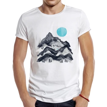 2021 Мужская новая мода Sun in Moon Lake Дизайнерская футболка с коротким рукавом, крутые топы с принтом, хипстерские футболки 9