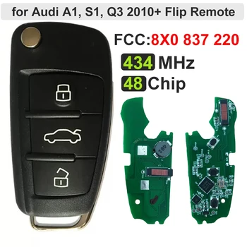 CN008073 3 Кнопки Вторичного Рынка Флип-Пульт Дистанционного Управления Для Audi A1 S1 Q3 2010 + 48 Чипов MEGAMOS-TP25 434 МГц Keyless GO FCC 8X0 837 220 9