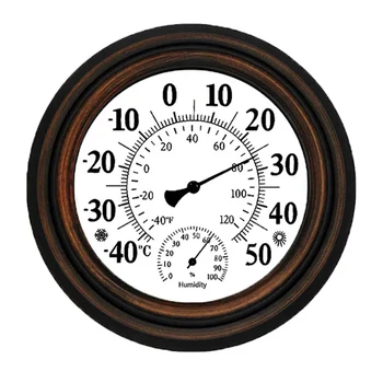 20 см Античный Внутренний Наружный Термометр Гигрометр Измеритель Температуры Влажности Настенные Часы Термометр Для Домашнего Декора Простота Установки 11