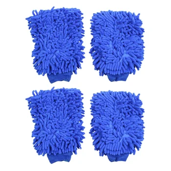 4X Суперабсорбирующие перчатки для мытья и воска из микрофибры и синели премиум-класса, рукавицы для автомойки (синие) 7