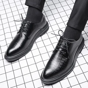 Оксфордские мужские модельные туфли, Официальная деловая обувь из натуральной кожи на шнуровке, минималистичная обувь для мужчин, новинка 2021 года, tjki8 16