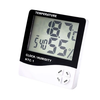 Цифровой ЖК-дисплей в помещении и на улице, электронный измеритель температуры и влажности, Метеостанция, будильник, 4-клавишная модель, простая в использовании 9
