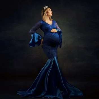 Элегантные кружевные платья для беременных Для фотосессии Реквизит Сексуальное платье для беременных Для фотосъемки Длинное платье Макси для беременных женщин Одежда 15