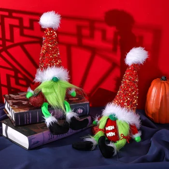 Классический анимационный фильм, кукла-зеленый монстр для украшения Рождественской елки, домашняя подвеска со шляпой, новогодние подарки для детей 4