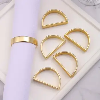 Золотые кольца для салфеток, держатели для салфеток, современные кольца для салфеток из цинкового сплава, полукруглые кольца для столовых принадлежностей, простое золото D-образной формы 16