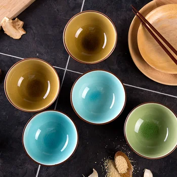 керамическая чаша с японской глазурью и трещинами для льда Домашняя миска для еды Креативные кухонные столовые приборы Миска для супа Миска для риса 9