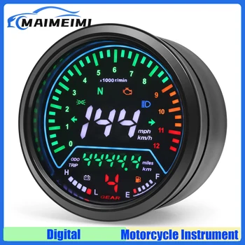 Моторный спидометр, Мотоциклетный прибор 0 ~ 12000 об/мин, Тахометр с сигнализацией уровня трансмиссионного масла, сигнализация напряжения дальнего света 12V 3