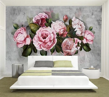 Индивидуальная 3D ручная роспись розы, пиона и птицы на фоне стены гостиной, спальни, украшения в стиле ретро обои 9