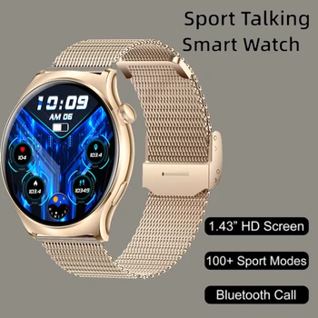 Музыкальные Смарт-часы с 1,43-дюймовым Дисплеем Bluetooth Call IP67 Водонепроницаемые Часы для Moto G8 Power Moto Edge 40 Moto G52 Oppo Realme 7 4