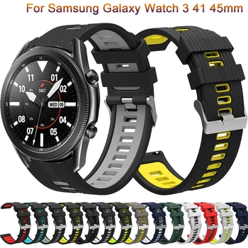 Силиконовый ремешок для Samsung Galaxy watch 3 45 мм 41 мм 42 мм 46 мм ремешок Спортивные смарт-браслеты Браслет 20 мм 22 мм ремешок для часов 12