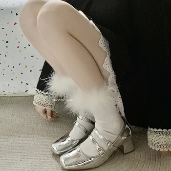Женские туфли-лодочки на блочном каблуке, баскетбольная платформа, босоножки с квадратным носком, женская удобная обувь на высоком каблуке Mary Jane с открытым носком. 18