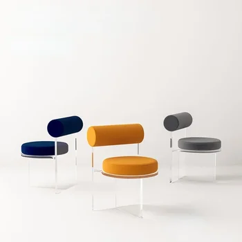Креативный обеденный стул с акриловым дизайном, прозрачный хрустальный стул для гостиной, стул для макияжа, туалетный столик, спинка табурета 22