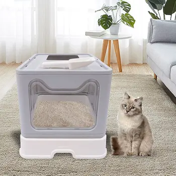 Ящик для кошачьего туалета с верхним входом, Складывающаяся независимая упаковка, Небольшой объем, Полностью закрытый Передний выдвижной ящик для кошачьего туалета 6