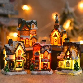 Рождественские Украшения Модель светодиодного фонаря Winter Snow Scene Landacape Для украшения дома Рождественский подарок Navidad Noel Новый 2023 Год 2
