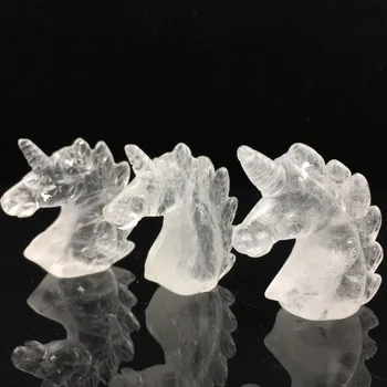 Натуральный прозрачный кристалл ручной работы, исцеляющий кристалл в виде черепа единорога, для подарка 2 дюйма 2
