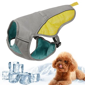 Для собак Регулируемый охлаждающий жилет, сетчатый светоотражающий жилет, пальто, Летняя Дышащая Быстросъемная одежда, Охлаждающий жгут 10