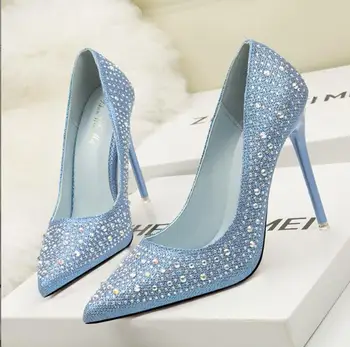 Новые сексуальные женские туфли-лодочки на высоком каблуке с бриллиантами, модная офисная обувь, вечерние туфли на шпильке, женские классические женские свадебные туфли на каблуке 22