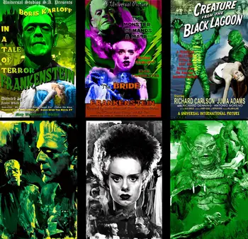 Классические Супер принты с монстрами Boris Karloff Frankenstein Bride Art Picture Принт Шелковый плакат Домашний Декор стен 7