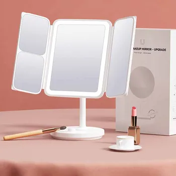 Зеркало Для макияжа со светодиодной Подсветкой Nordic Складное Креативное Зеркало для туалетного столика Girls Luxury Espejo Maquillaje Luz Эстетическое Оформление комнаты 11