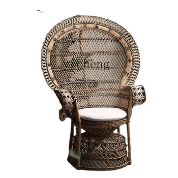 ZK Стул с павлином из настоящего ротанга, B & B, Индонезийский стул из ротанга, Тайский Балкон, стул принцессы, одноместный стул 18