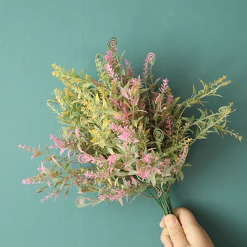 пластиковые искусственные растения декор для дома, гостиной, искусственное растение, морской конек, трава, свадебные аксессуары для украшения стен из искусственных цветов