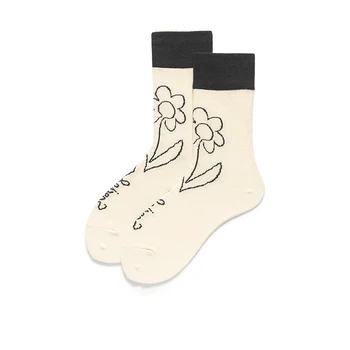 Дышащие Весенне-осенние повседневные носки В Японском Корейском стиле, Женские носки с мультяшным цветком, Спортивные носки Harajuku Kawaii 10
