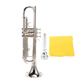 Труба YFASHION Стандартная труба Bb Латунная труба с чистящей тканью Перчатки для начинающих музыкантов школьного оркестра 17