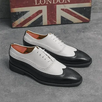 Мужская обувь Весенняя деловая официальная одежда в британском стиле в стиле ретро, кожаная обувь для жениха, увеличенный рост, модная обувь черного цвета, Yo 2