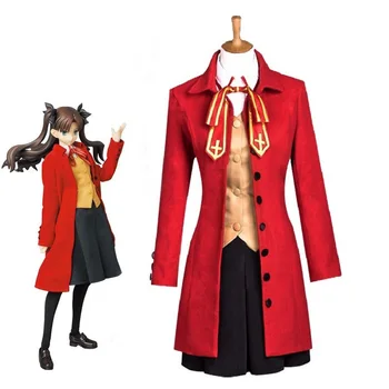 Аниме Fate Stay Night Косплей Рин Тосака Костюмы Костюм на Хэллоуин для женщин Тренч, жилет, юбка, полный комплект костюма для косплея 11