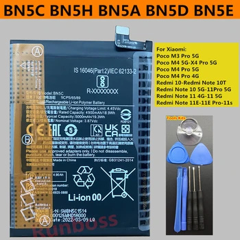 Оригинальный аккумулятор BN5C BN5H BN5A BN5D BN5E для Xiaomi Redmi Note 10 10T 11E 11 Pro 5G 11s 4G, Pocophone Poco M5 M4 M3 X4 Pro 5G 19