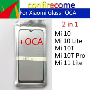 10 шт. \ лот Ламинированное наружное стекло OCA для Xiaomi Mi 10 11 Lite Mi 10T Pro с сенсорным ЖК-экраном, внешняя крышка объектива 17