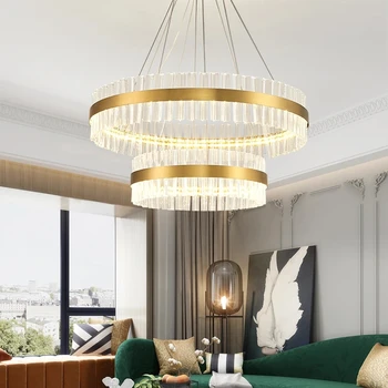 Подвесной светильник в постмодернистском стиле, роскошная хрустальная лампа, лампа для гостиной, лампа для спальни, столовая, скандинавская минималистичная светодиодная лампа, двухуровневый этаж l 8